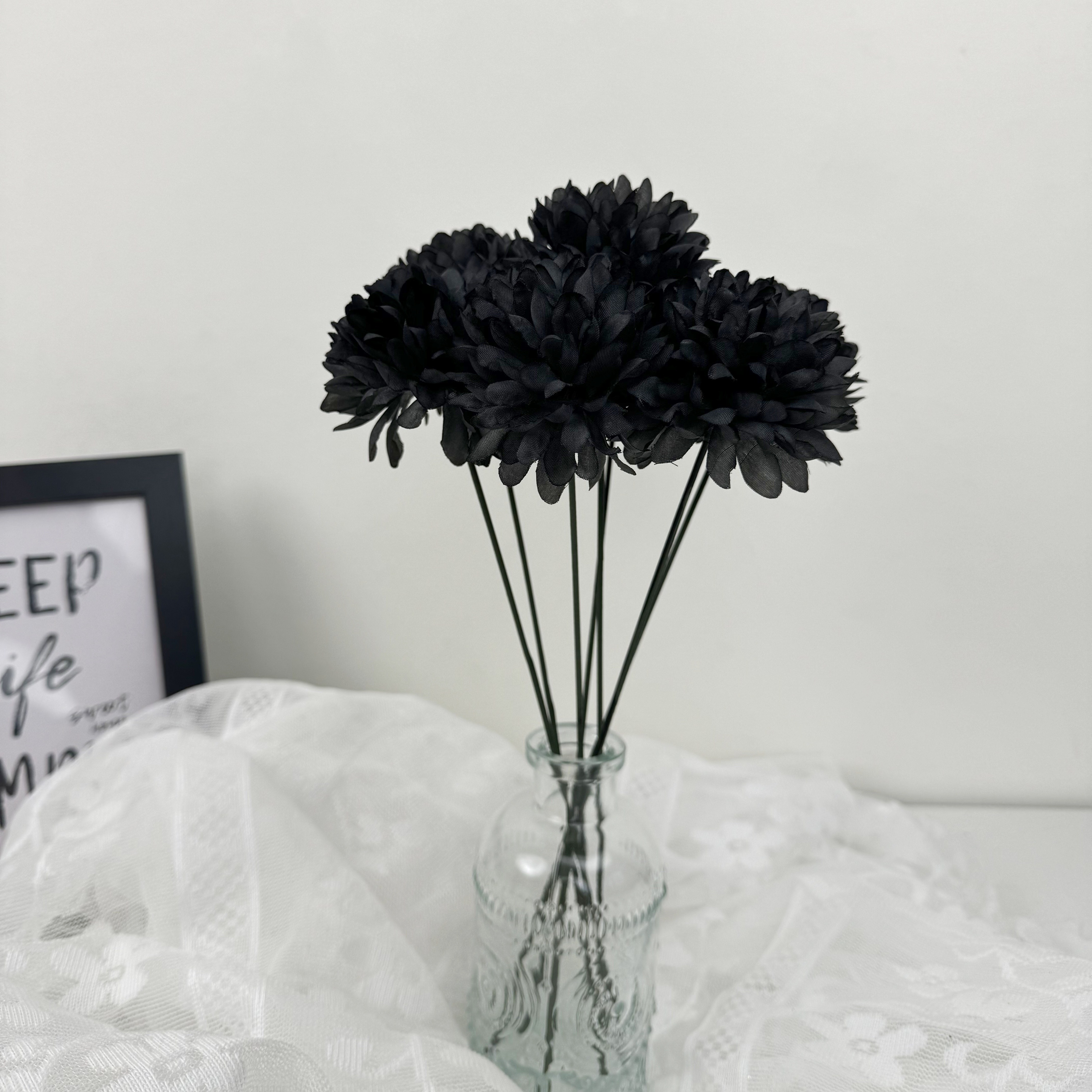 3pcs Artificial Chrysanthemum Flowers - Realistic Fake Plastic With Stems & Buds, For Halloween Decorations, Wedding,, Home Décor - Low-maintenance Arrangements Suitable For / Use