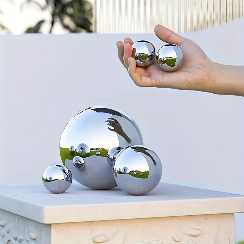 

6pcs, Garden Gazing Ball, Stainless Steel Mirror Polished Reflective Hollow Ball Decorative Sphere For Garden Vegetable Holiday Decoration