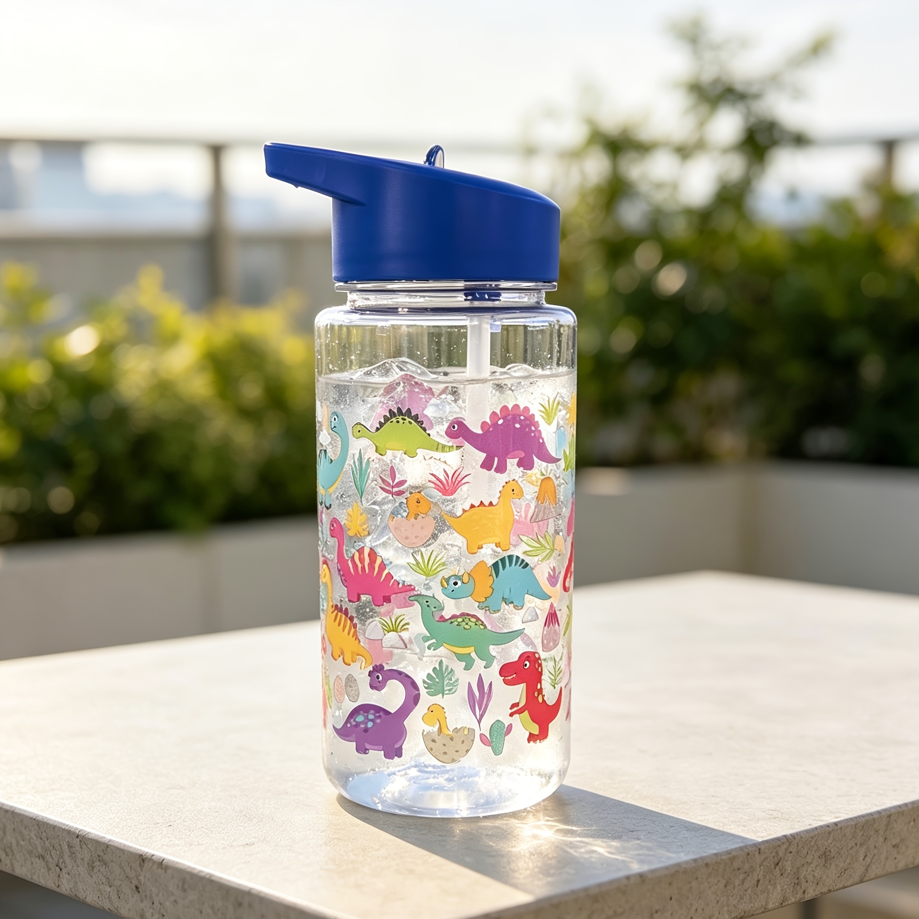 TEMU Gobelet élégant de 500 ml avec impression de dessin , paille et poignée de transport rigide, mug portable et étanche pour sports de , voyage, -
