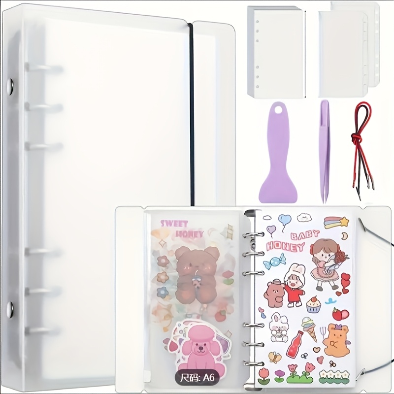 

1 Reusable Sticker Photo Album, A6 Reusable Sticker Collection Album, 50 Pocket Sticker Collection Album, Sticker Collection Album With Tweezers And Spatula