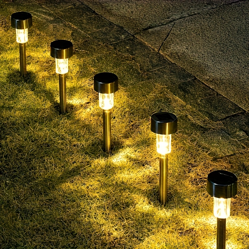 8pcs solar led lights stainless steel rod lights outdoor