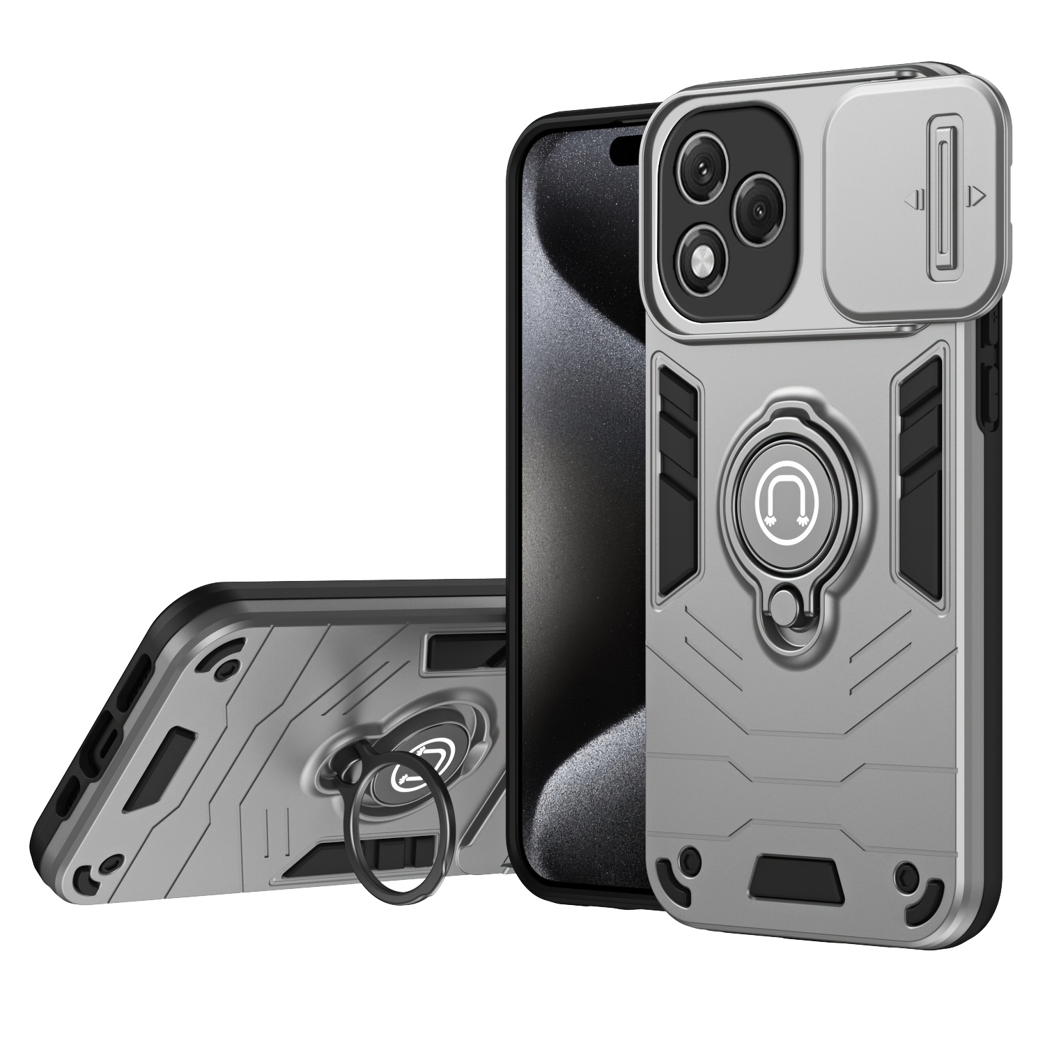 TEMU Phone Case - Suitable 400 Lite Phone Case, With Built-in Sliding Camera Cover And Ring