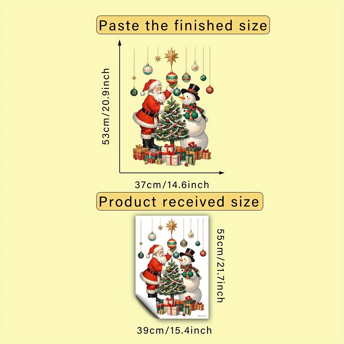 TEMU 1pc Christmas Santa Snowman Christmas Tree Gift Box Christmas Ball Window Sticker Creative Diy Self-adhesive Can Remove Double-sided Visual Pvc