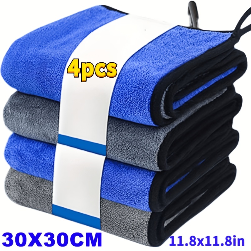 Image of 4-pack Ultra- Car Wash Towels - Super Absorbent Towels, Suitable For Cleaning Car Windows, And Exteriors, Quick Drying, Scratch-free, Durable Material, Blue- - Suitable For Car Washing, Maintenance