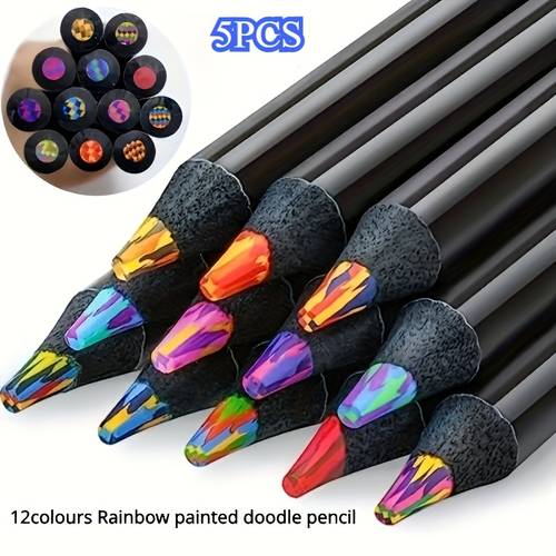 professional use for painting and art 5 rainbow pencils featuring magical gradient colors dust free with a line thickness of 2mm or more suitable 14 and above