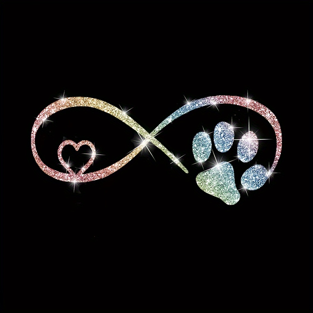 A Cute Cartoon Car Sticker With A Dog Paw Love Shape Bow Sticker, Shiny Car Window Sticker, Stylish Sticker, Motorcycle Reflective Sticker, Laptop Heart Sticker.