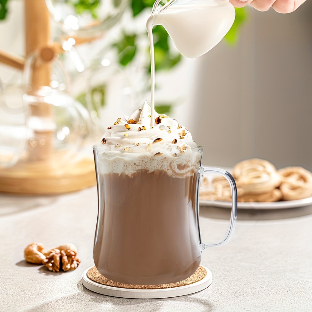 Tasses Design Avec Cuillères 4 Tasses Café Verre Double Paroi 250ml + 4 Cuillères - Résistantes Chaleur - Style Café Tasses Cappuccino