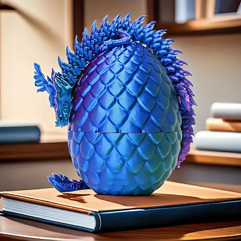 

Flexible 3d Printed Dragon Egg Figurine - Ideal For Home Decor, Fish Tanks & Car Accents, Dragon Decor, Winter, New Year