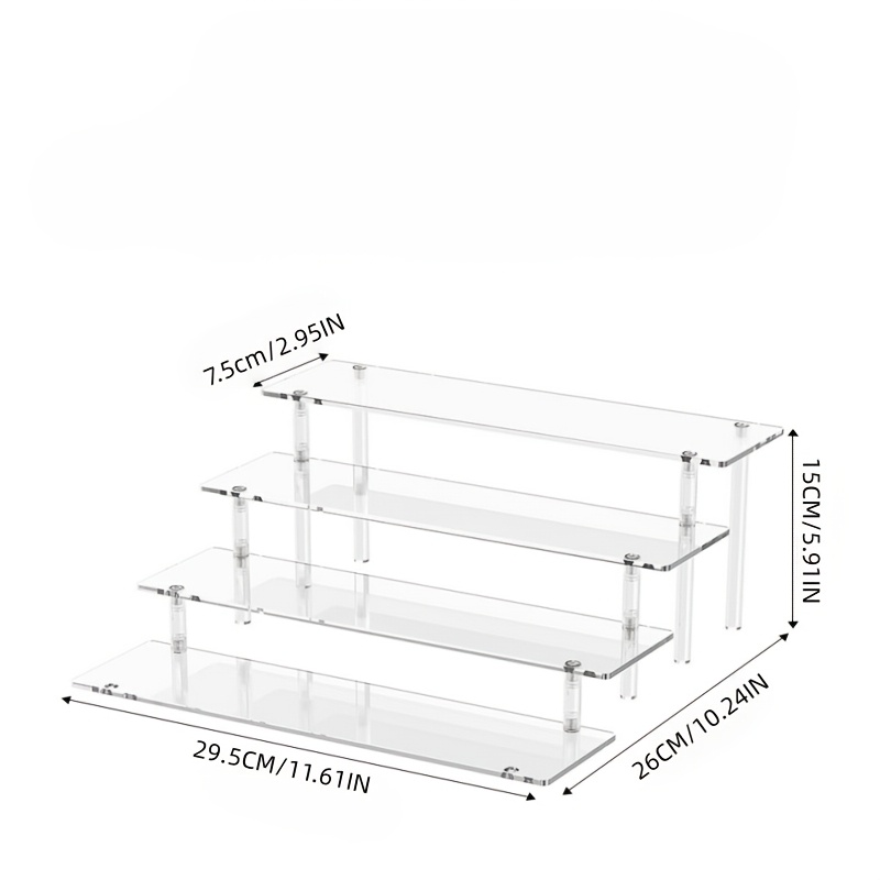 TEMU 1pc Acrylic Jewelry Display Rack, 4-tier Layered Jewelry Display Stand, Cosmetics Perfume Display Rack, Jewelry Display Rack For Displaying