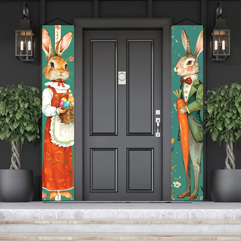 

Easter Bunny & Porch Banner Set - 2pcs Polyester, Outdoor Lawn & Yard Decor, 71x12 Inches, No Power Needed