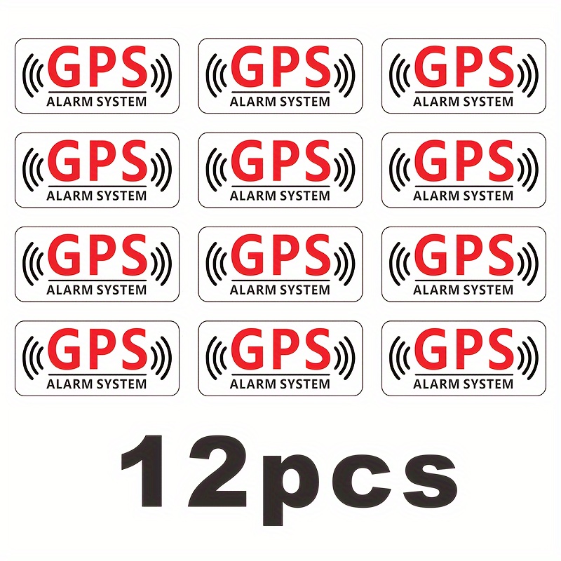 

12-pack Gps Alarm System Warning Decals, Anti-theft Stickers For Car, Motorcycle, Bicycle, Universal Fit, Waterproof Material, Vehicle Security Alert Signs