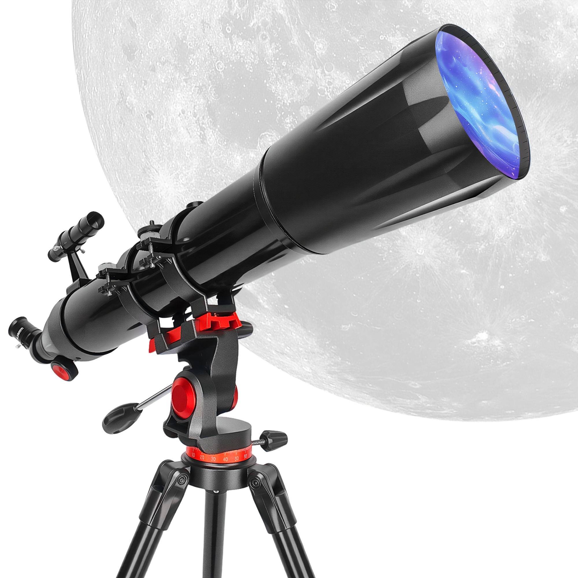 Visoko povečevalni teleskop za odrasle 90 mm/900 mm, refrakcijski astronomski teleskop za začetnike in odrasle, povečava, z nogavico iz