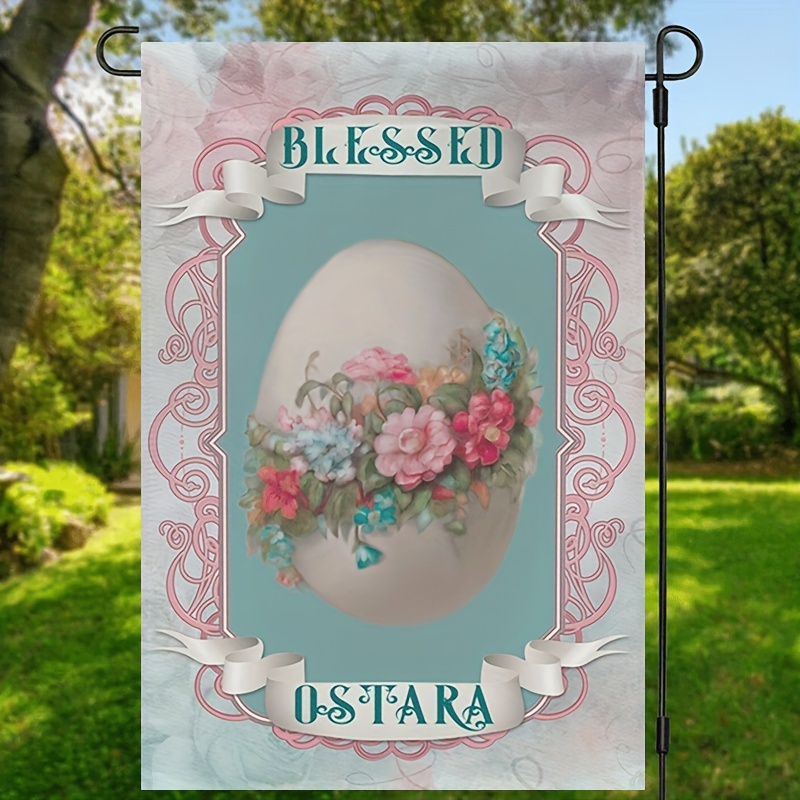 

1pc, Blessed Ostara Theme Garden Flag, Spring Yard Decor, Burlap Vertical Flag, Lawn Flag, Double Sided Waterproof Flag, Home Decor, Outdoor Decor, Yard Decor, Garden Decorations 12*18inch