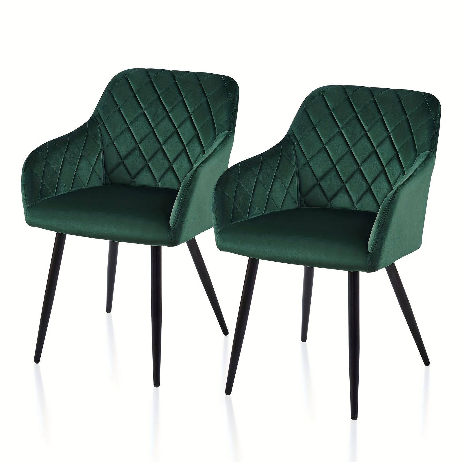 TEMU Lot de 2 chaises de salle à manger/fauteuils de détente de cuisine en velours avec assise, accoudoirs et pieds en métal rembourrés, chaises