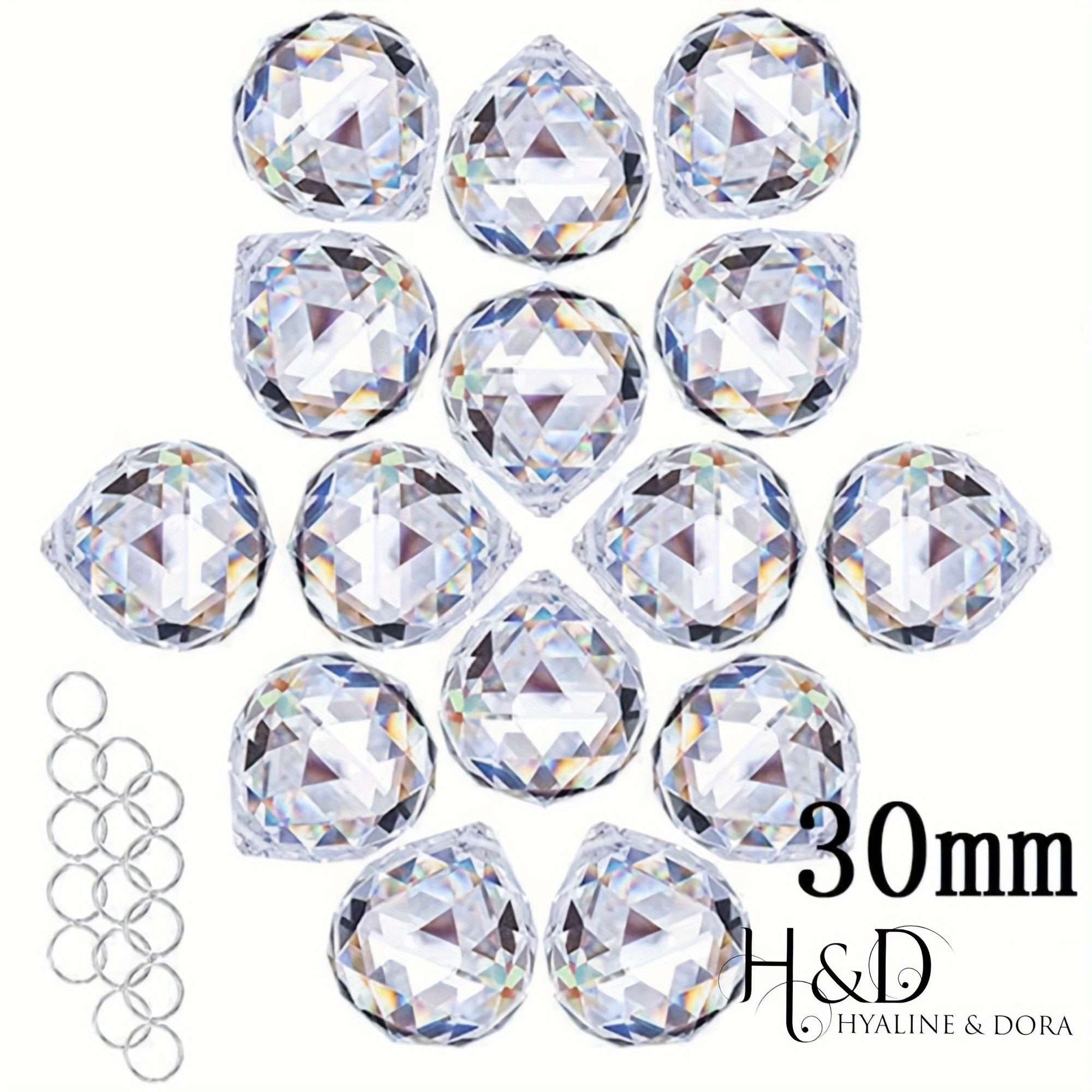 

H&d Hyaline& 15pcs Clear Crystal Ball Prism Suncatcher Rainbow Maker Hanging Crystals Prisms For Windows Decor Great Gifts (30mm)