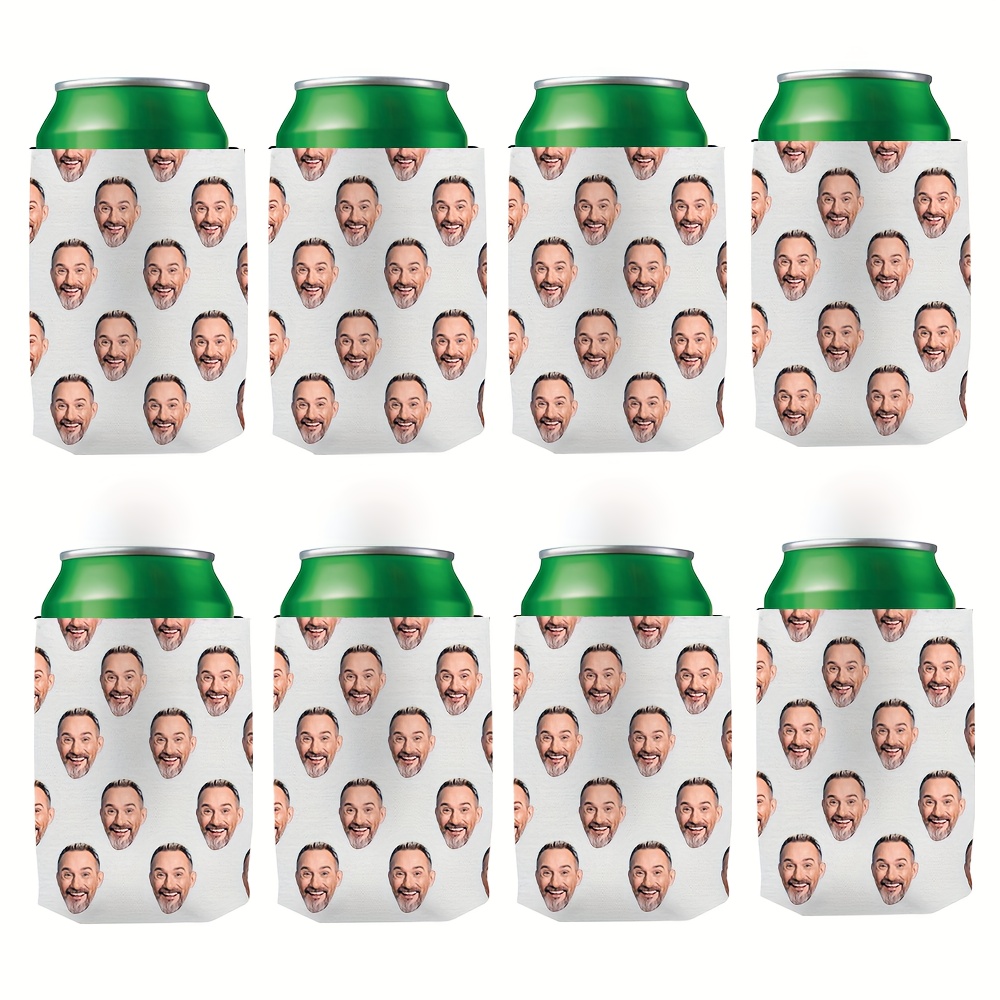 TEMU 4/8pcs Custom Face Can Cooler Favors, Personalized Your Photo And Text Insulated Can Sleeves, Birthday Party Decorations, Wedding Bachelorette