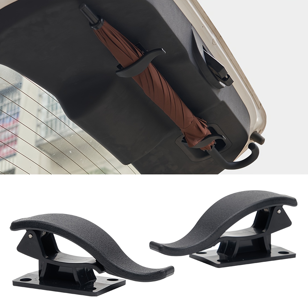 

2pcs Car Interior Hooks, Versatile Seat Back Hooks For Cars, Trunk Umbrella Holder, Car Umbrella Storage
