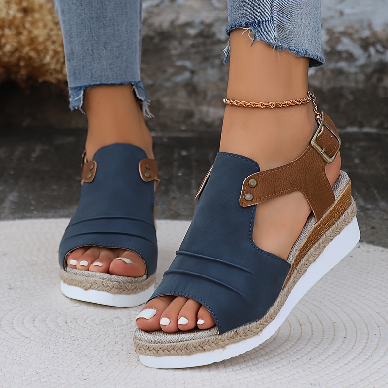 women's colorblock casual sandals ankle strap comfy - Temu United Kingdom