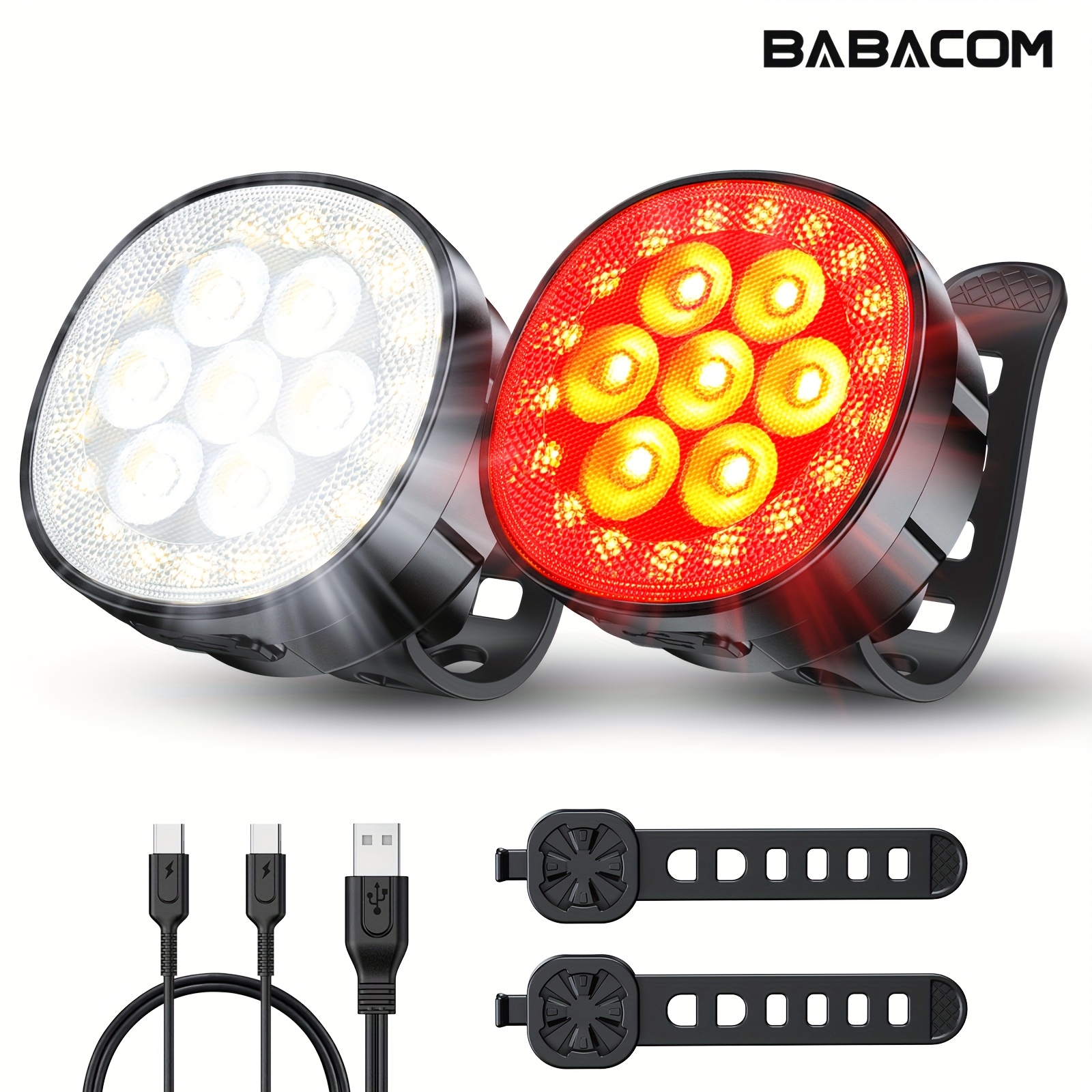 

Babacom Bike Lights, [8+12 & Usb Rechargeable] Led Bike Lights Front And Back For Night Riding, Bicycle Lights Set For Cycling/camping/backpack