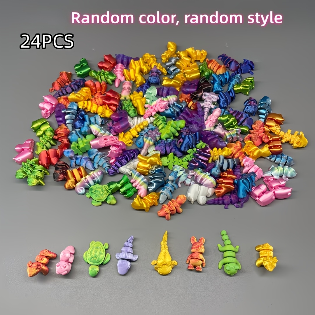TEMU 24pcs Student Desk , Mini Animal Figurines, Fidget Toys For Relax, Random Colors And Styles, Fantasy Dinosaur, Elephant, Giraffe, Hippo, And