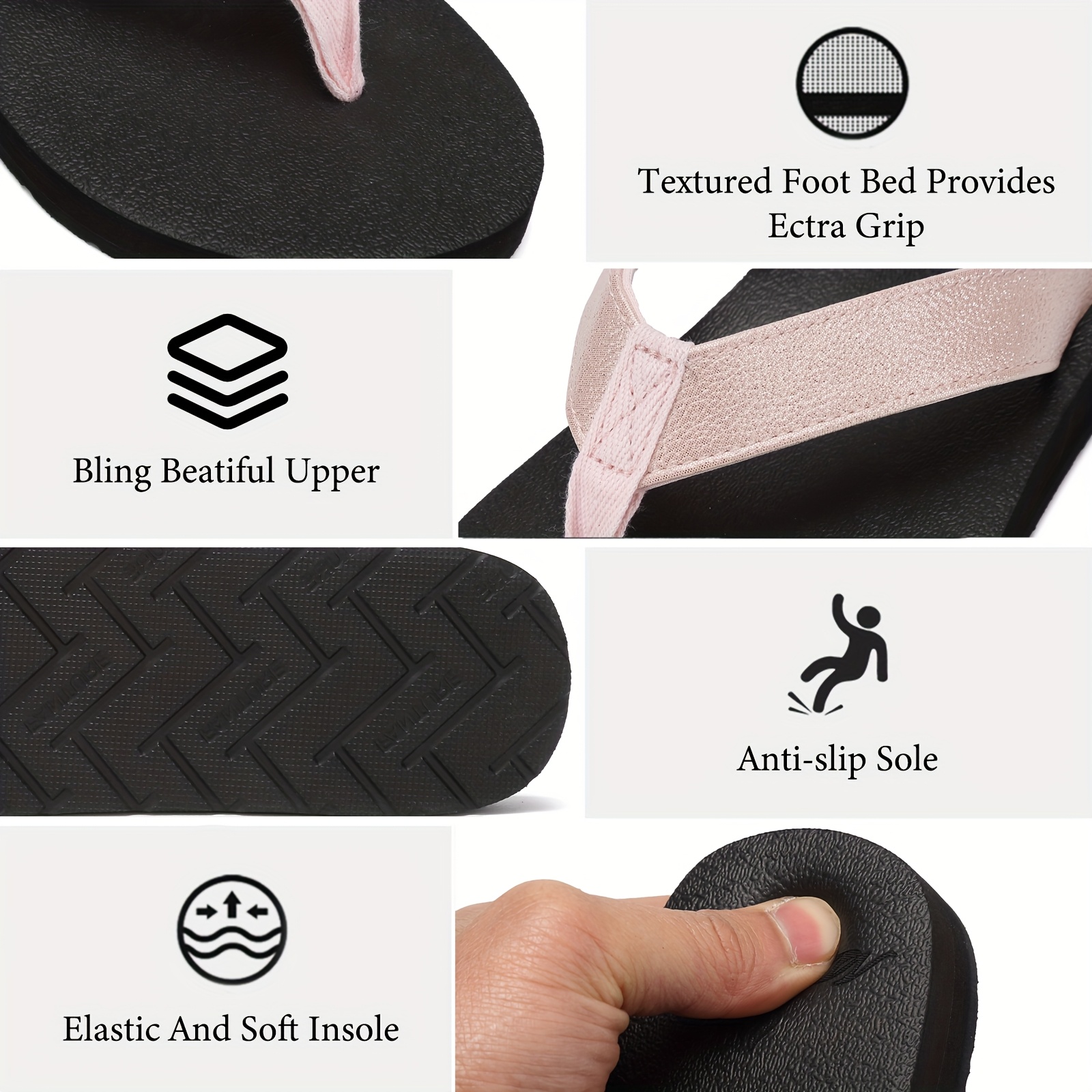 womens lightweight comfortable non   flops pu cover upper eva cushioned sole slip on flat sandals for indoor outdoor beach summer use summer sandals Product details 3