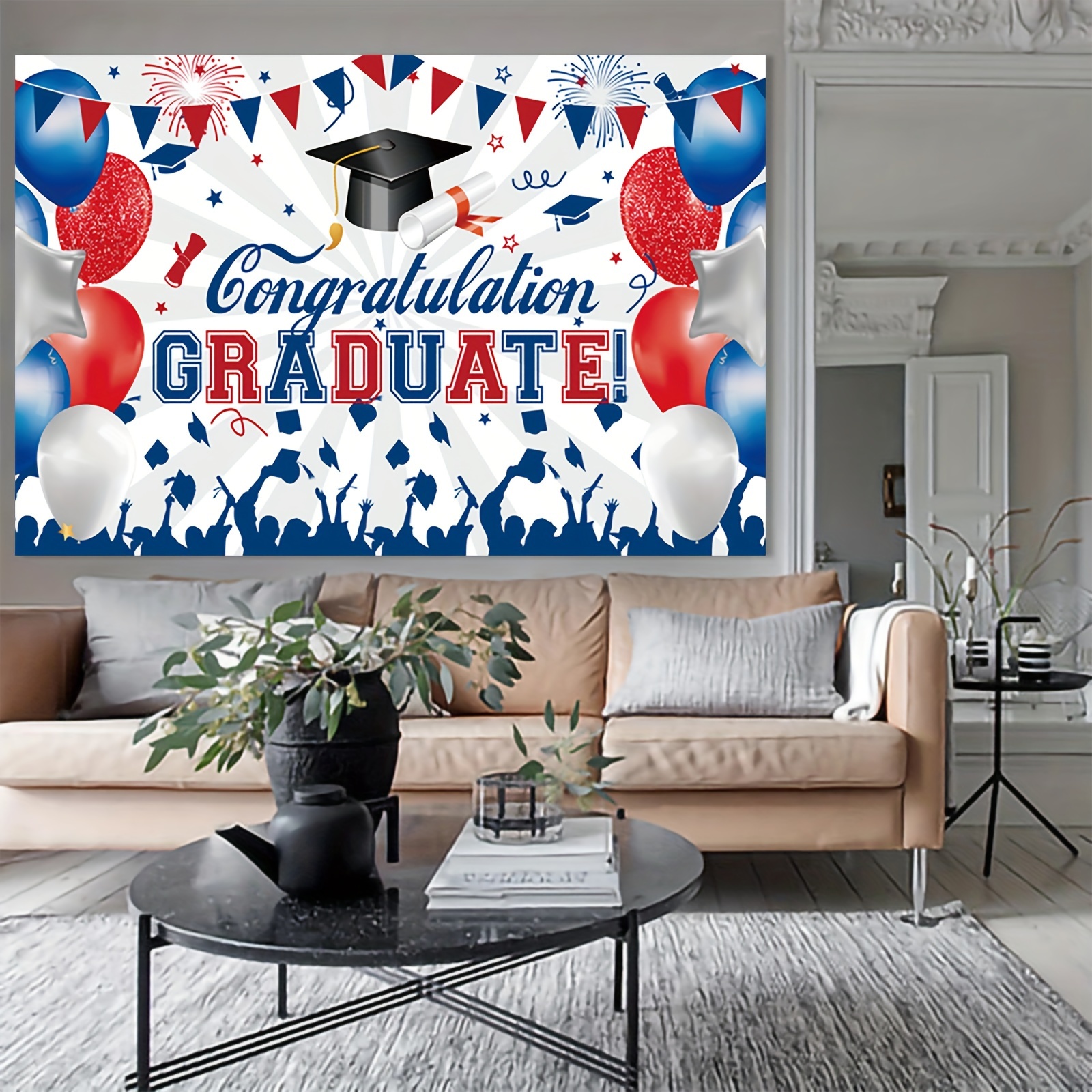 

1pc, 5*3ft 2024 Class Graduation Photography Backdrop Bachelor Cap Grad Congrats Party Banner Background Congrats Grad Prom Banner Background