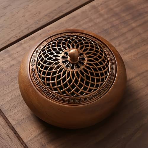 1 walnut wood round incense holder interior incense holder tea table halloween christmas and thanksgiving gifts