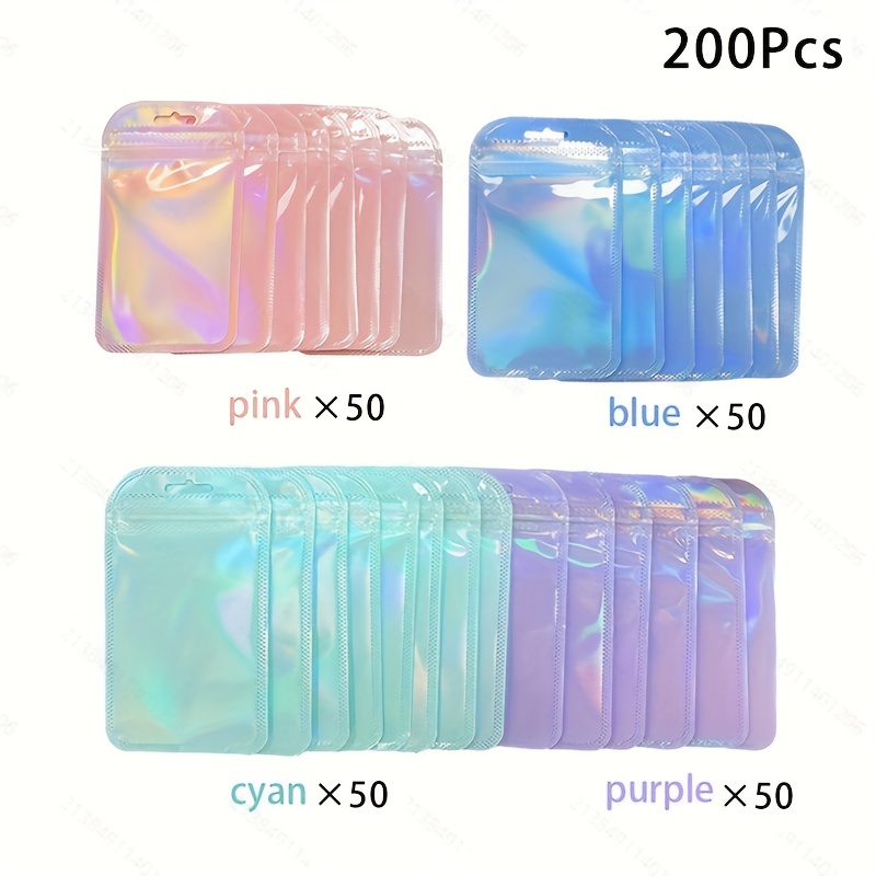E-shop 200 Stück Wiederverschließbare Mylar-Beutel mit Klarsichtfenster Verpackungsbeuteln Folientaschen Reißverschlussbeutel für Selbstklebende