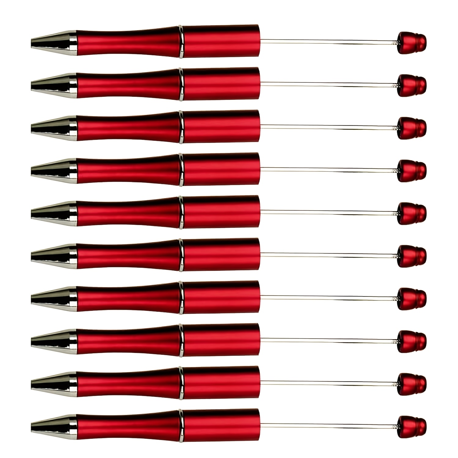 

20pcs Christmas Red Retractable Beaded Pen Set - Making Kit For Holiday Party Favors & Office Supplies