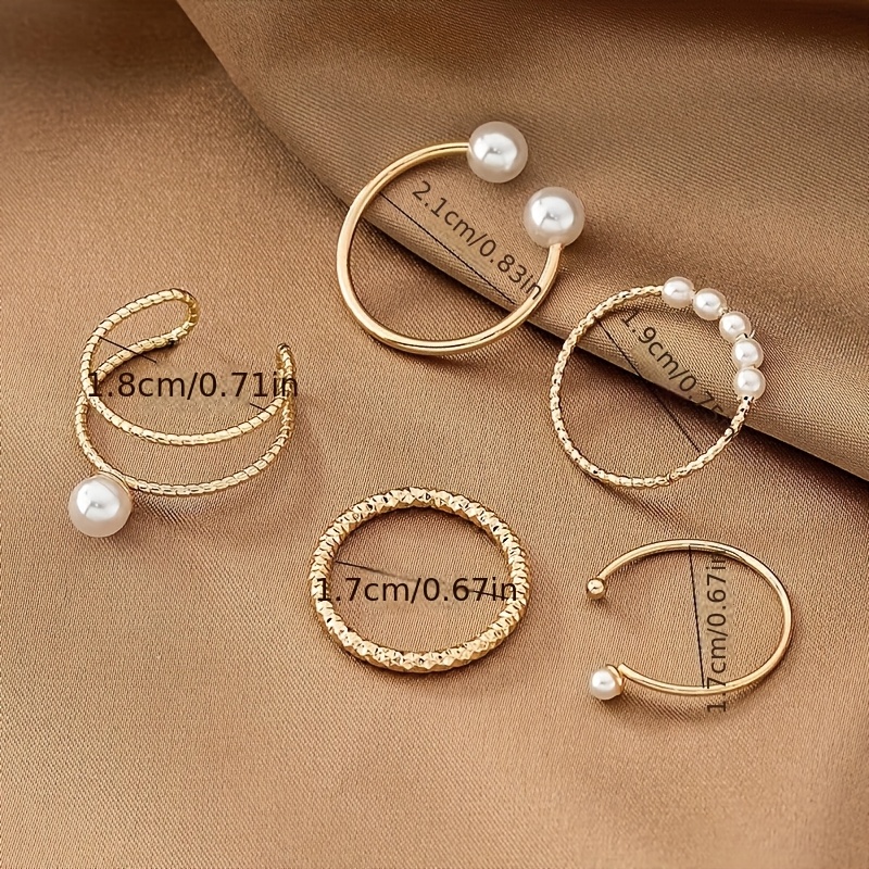 5pcs Unique Metal Minimalist Stackable Ring Set