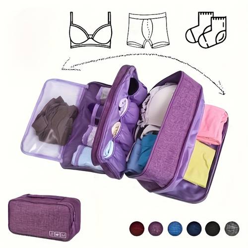 bolsa de almacenamiento portátil para ropa interior de viaje, organizador con cremallera, bolsa de almacenamiento multifuncional para brasieres, calcetines y lencería - organizador de maleta compacto y , bolsa de viaje plegable que , para usar en .