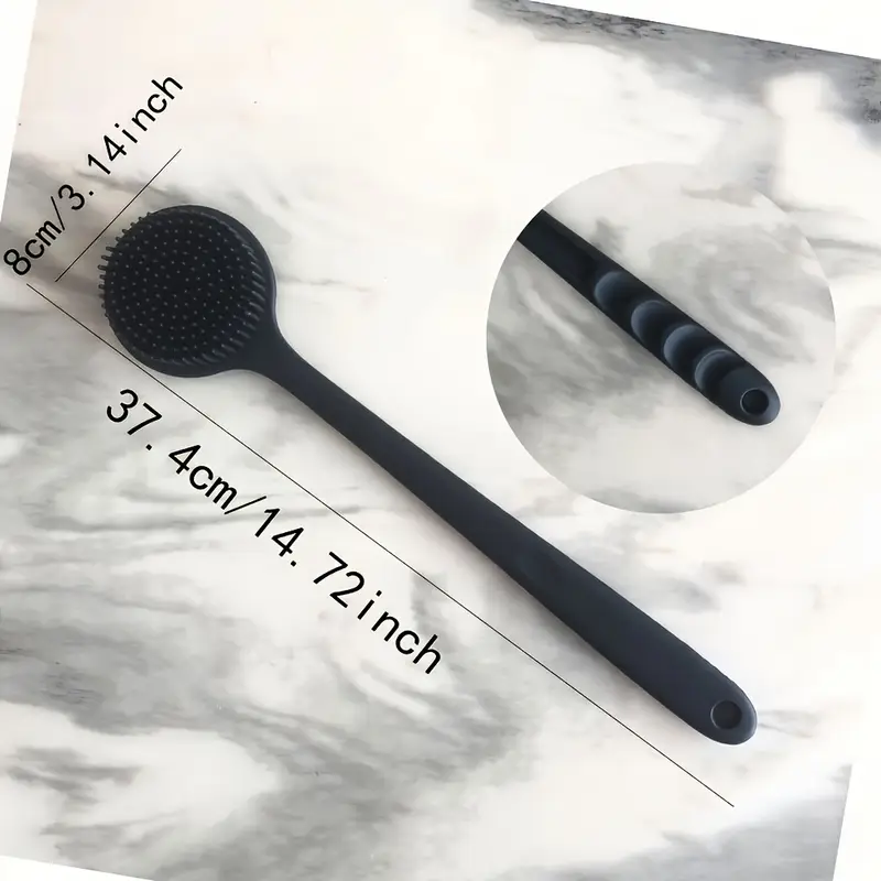 1pc ergonomic silicone bath brush with soft bristles & long handle - gentle back scrubber for 31pcs hard-to-reach areas, durable shower brush for exfoliating & cleansing, no battery needed, back scrubber for shower, personal care tool. Product details 2