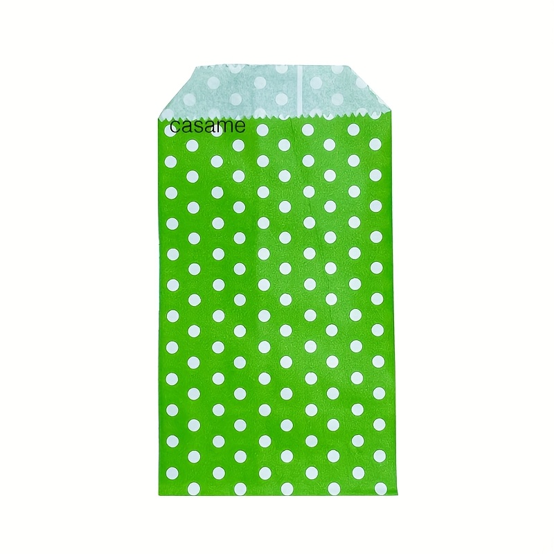 TEMU 50pcs 8x15cm Colored Paper Bags With White Polka Dot Pattern – Small Gift Bags For Weddings, Parties, Events, And Retail – Decorative Paper Bags