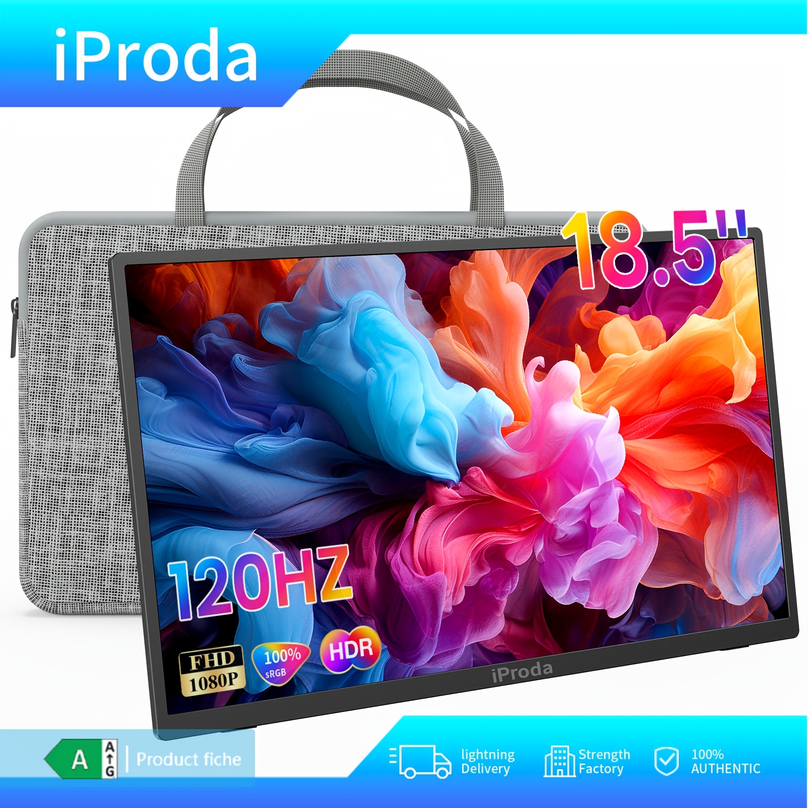 18,5-palčni prenosno potovalno | 1080P FHD IPS gaming zaslon, 120 Hz osveževanje, USB Type-C povezljivost, idealen kot dodaten zaslon za