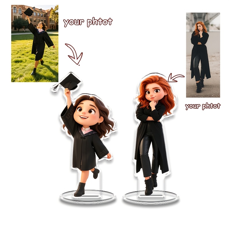 TEMU Custom Acrylic Stand, Name Engravable Desktop Ornament, Office Desk Paperweight, Creative Personalized Photo To Anime Style Decoration, Office