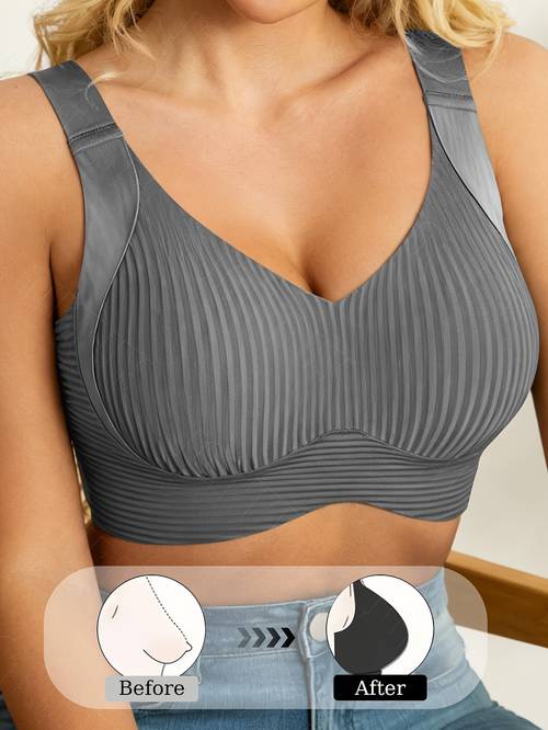 Seamless Wire-Free Push-Up Bra for Women, with Lift and Support Function, Full Coverage Wire-Free Smooth Back Daily Bra, Lightly Lined Classic Everyday Seamless Bra, Suitable for Fitness, Yoga, Workouts, and Other Daily Sports