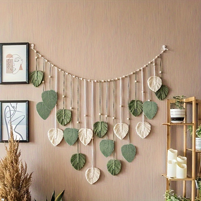 

Handcrafted Wooden Bead & Hanging Tapestry With Tassels - Wedding Decor, No Power Needed