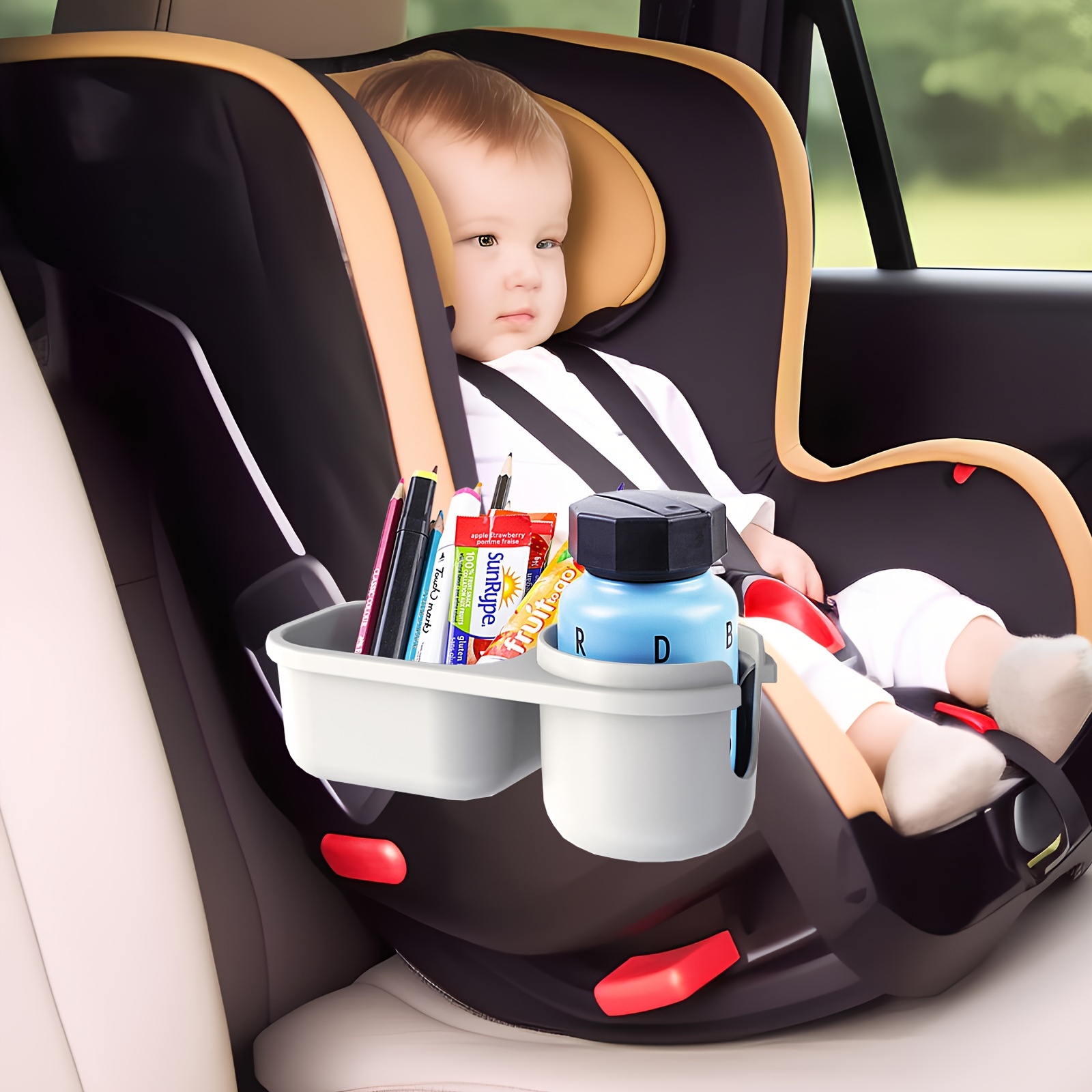 

2-in-1 Car Safety Seat Cup Holder - Abs Resin, Essential Auto Interior Accessory