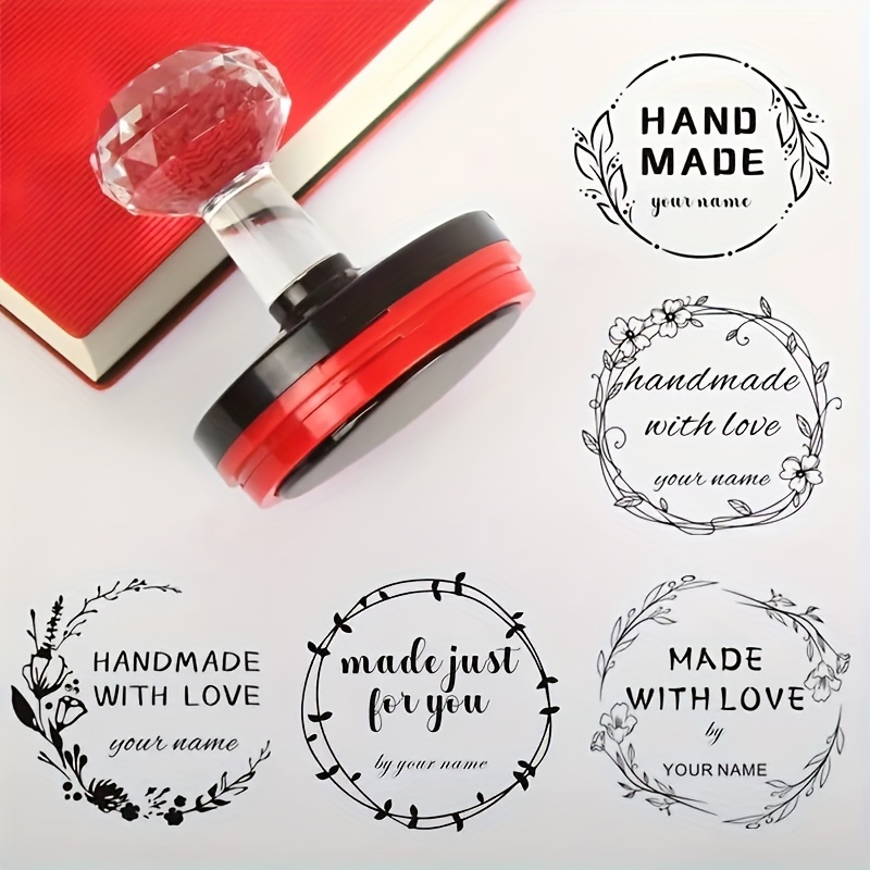 

5 Unique Patterns Custom Stamp Set, Personalized Name & Date For Invitations, Address Labels, Abs Resin, Round Design, Office Supplies, Seal Supplies