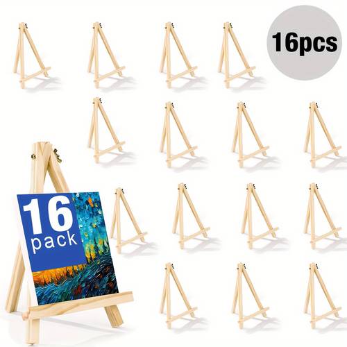 16 8 4 2pcs 9 inch sturdy wooden easel stand portable lightweight tabletop tripod art easel for canvas painting arts crafts painting parties use