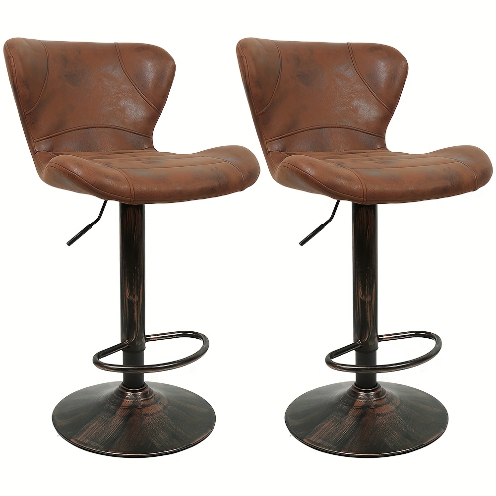 TEMU Set Of 2 Contemporary Swivel For Bar Stools With Backs, Featuring Faux Leather Padding, Designed For Easy Assembly In 3-, Suitable For Bars,