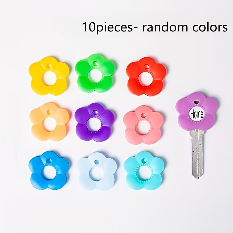 TEMU Gift For Her/him 5-piece/10-piece Flower-shaped Keycap Set With Labeled Keycaps — Durable Keycap Protectors Featuring Color-coded Design, An