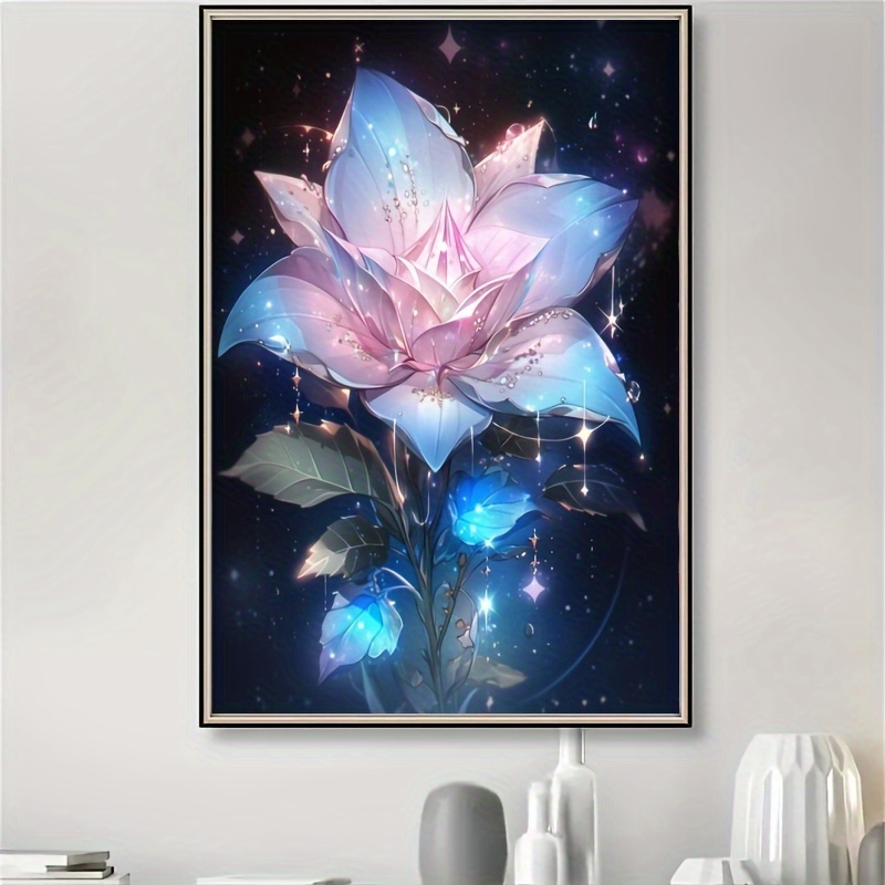 

Colorful Fluorescent Lotus Flower Diamond Art Painting Kit 5d Diamond Art Set Painting With Diamond Gems, Arts And Crafts For Home Wall Decor