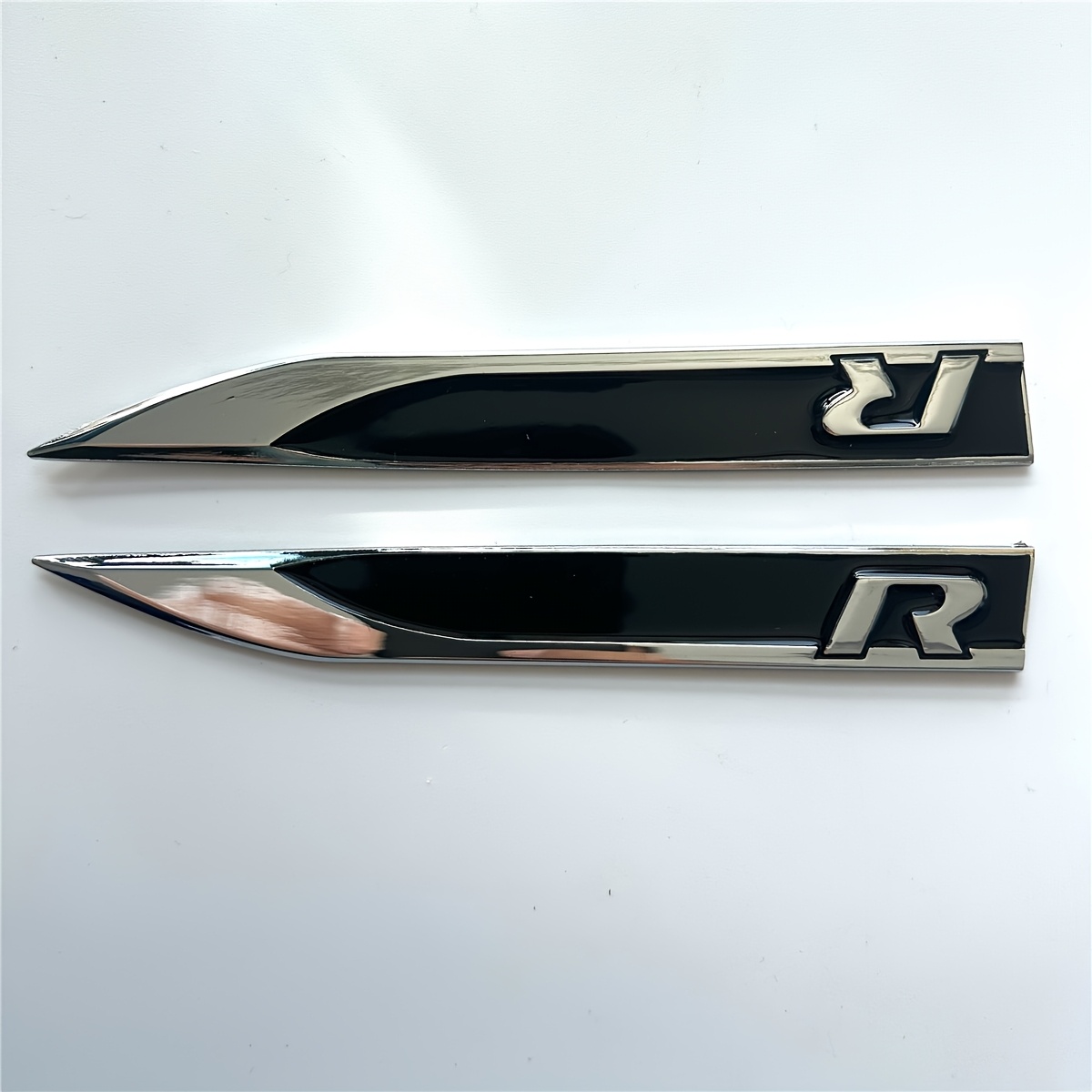 Image of 2pcs/set Long Strip Metal R Car Logo Suitable For Car Trunk Tail Side Car Body Sticker Decoration Decal Additions