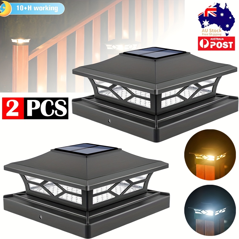 TEMU 2 Pack Solar Post Lights Outdoor Deck Post Lights Black For Dock Fence 2 Color 4x4/ 6x6 Wooden/ Vinyl Posts