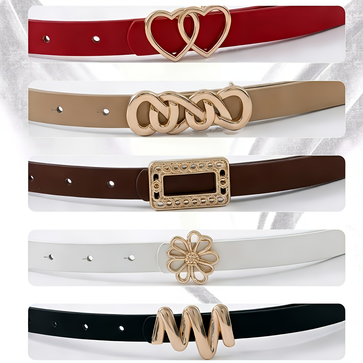 TEMU 5pcs Set Of Women's Fashionable Versatile Belt Decoration, With Skirt, Suit, Sweater, Jeans, Belt