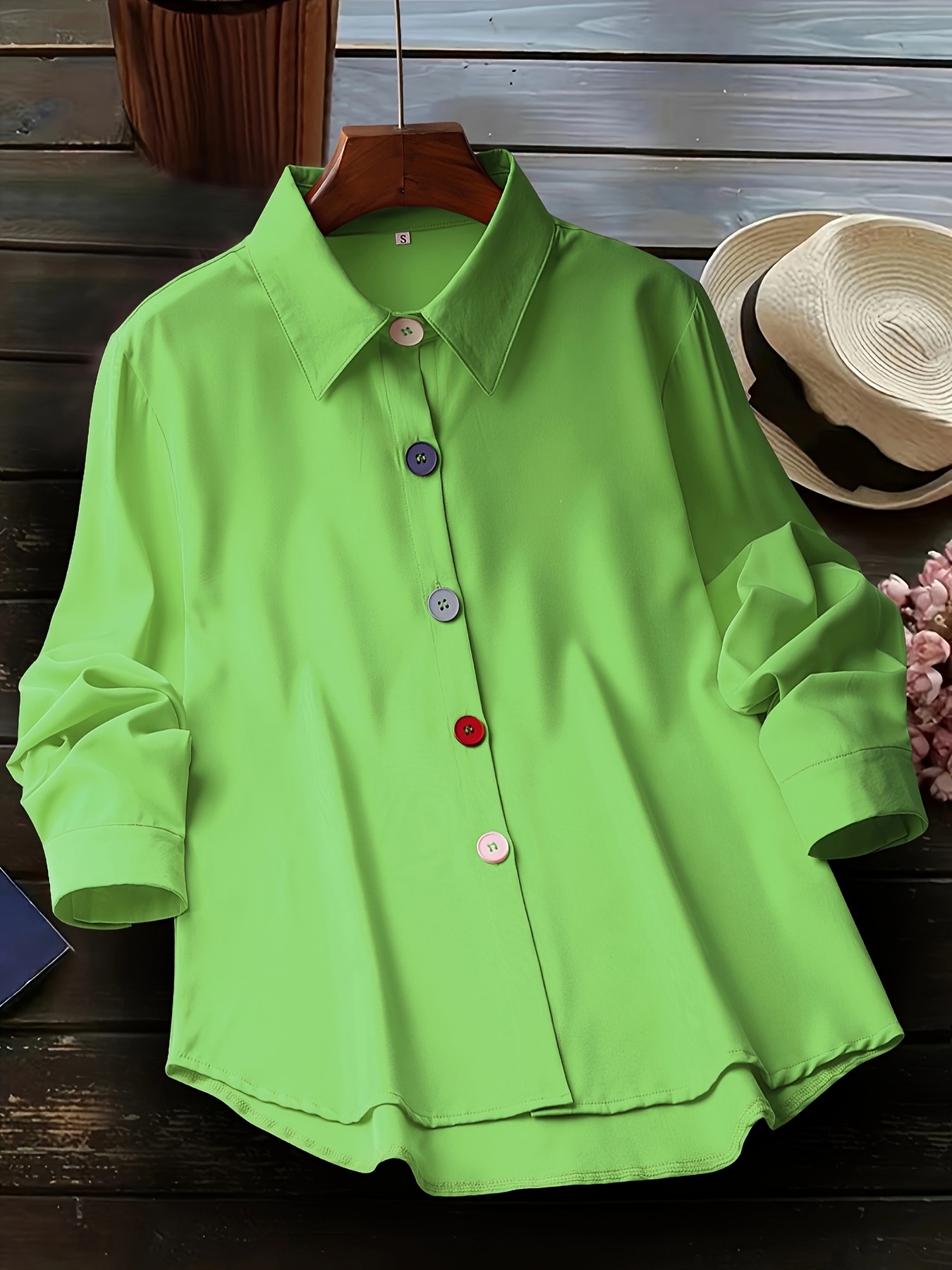 fashion womens casual personality button shirt temu - Temu