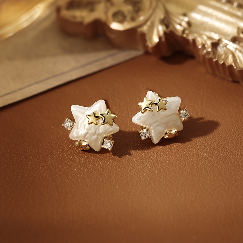 TEMU 1 Pair Fashionable Earrings, Elegant And -shaped Earrings, Sparkling Additions, Luxurious And Easy Design, Earring Gift For Eid Al-fitr, Gift