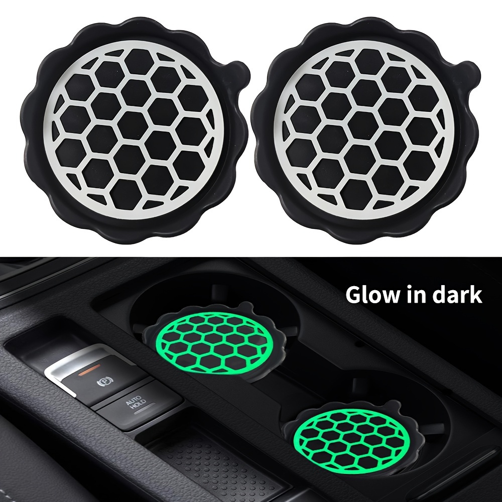 2pcs/set Glow In The Dark Silicone Universal Car Coaster For Cup Holders - Keep Your Vehicles , Non-slip Tea And Drink Holder