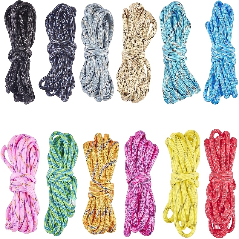 TEMU 36 Yards Rope 4mm Outdoor Rope Set Mixed Color Polyester Rope For Bracelet Making Lanyard Key Chain Shoelace